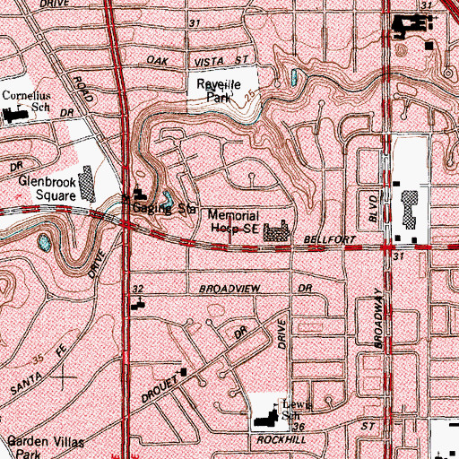 Topographic Map of Bellfort Elementary School, TX