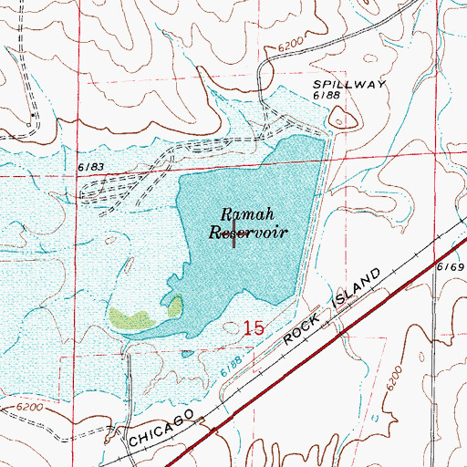 Topographic Map of Ramah Reservoir, CO