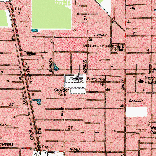 Topographic Map of Berry Elementary School, TX