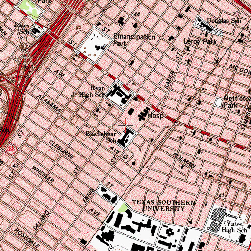 Topographic Map of Blackshear Elementary School, TX