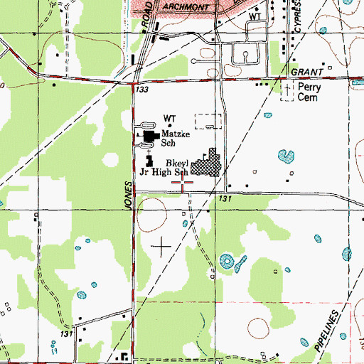 Topographic Map of Bleyl Junior High School, TX