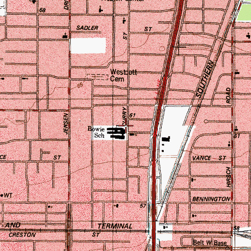 Topographic Map of Bowie Elementary School, TX