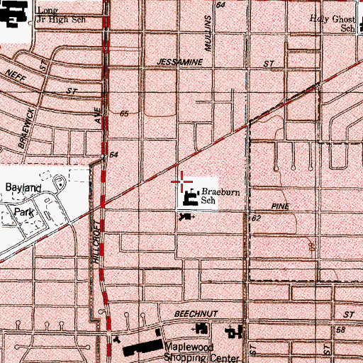 Topographic Map of Braeburn Elementary School, TX