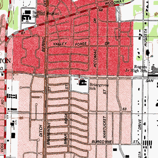 Topographic Map of Briargrove Elementary School, TX