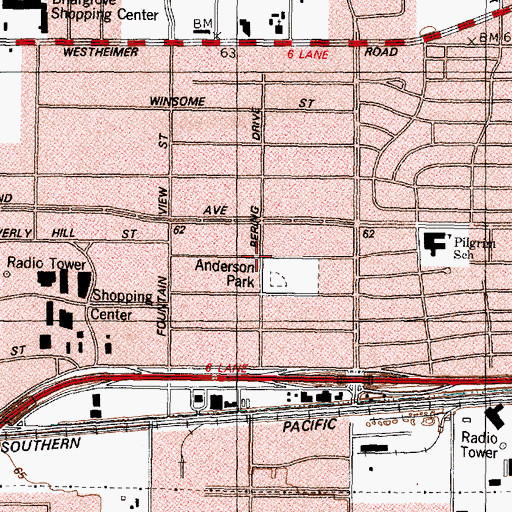 Topographic Map of Bridge High School, TX