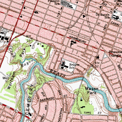 Topographic Map of Briscoe Elementary School, TX