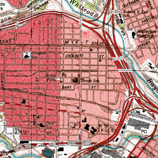 Topographic Map of Brock Elementary School, TX