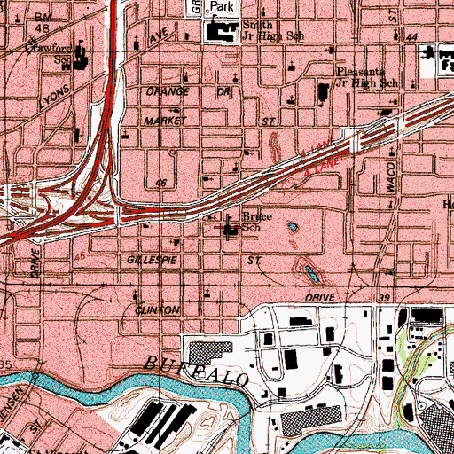 Topographic Map of Bruce Elementary School, TX