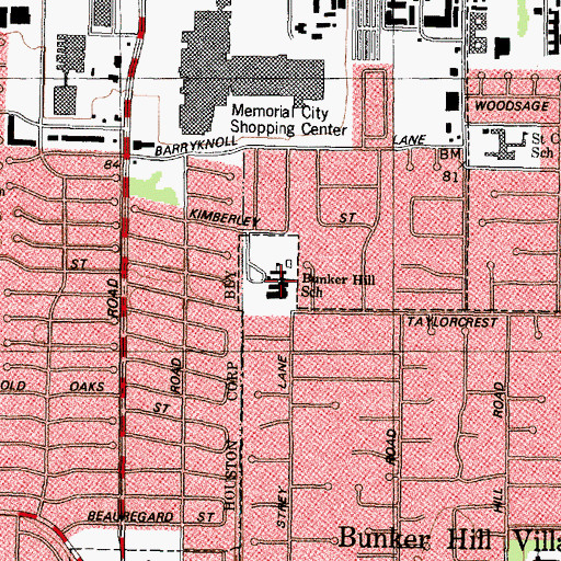 Topographic Map of Bunker Hill Elementary School, TX