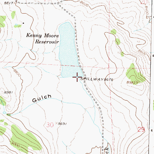 Topographic Map of Kenny Moore Dam, CO