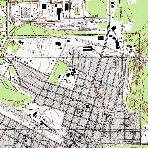 Topographic Map of Silsbee Middle School, TX