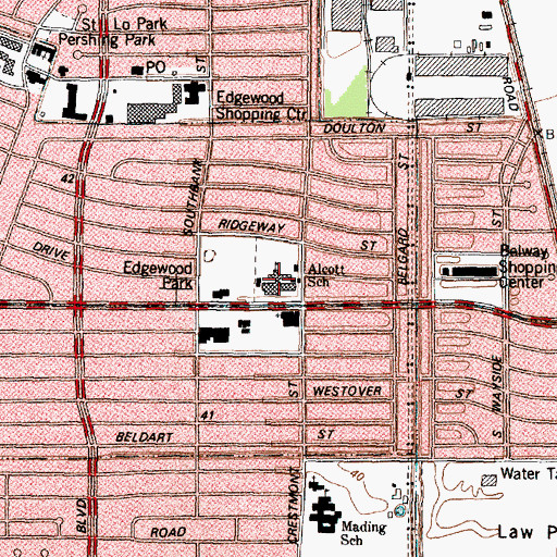 Topographic Map of Alcott Elementary School, TX