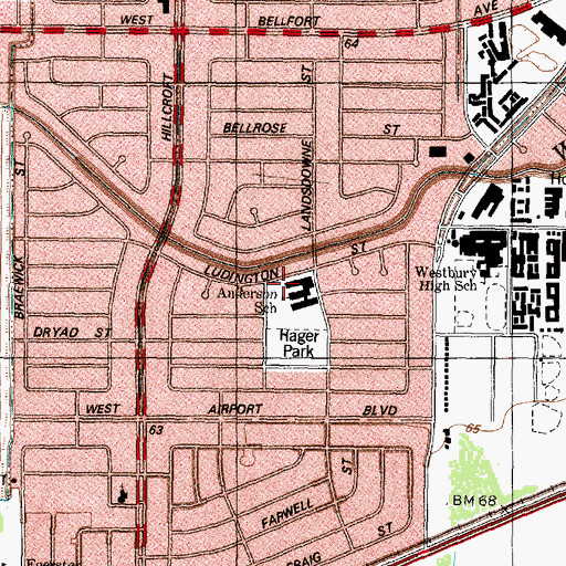 Topographic Map of Anderson Elementary School, TX