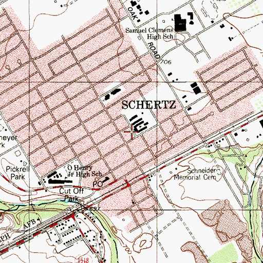 Topographic Map of Schertz Elementary School, TX