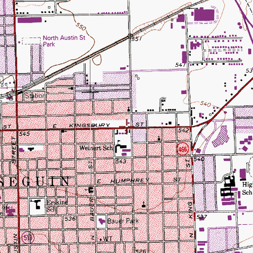 Topographic Map of Weinert Elementary School, TX