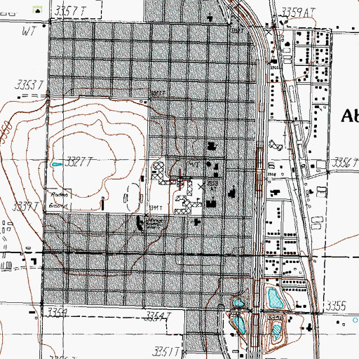 Topographic Map of Abernathy Middle School, TX
