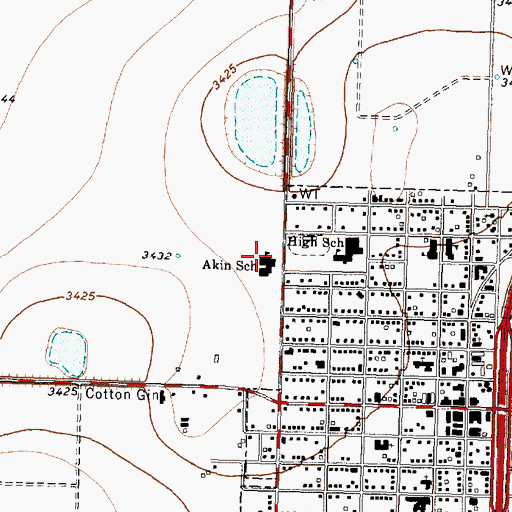 Topographic Map of Akin Elementary School, TX