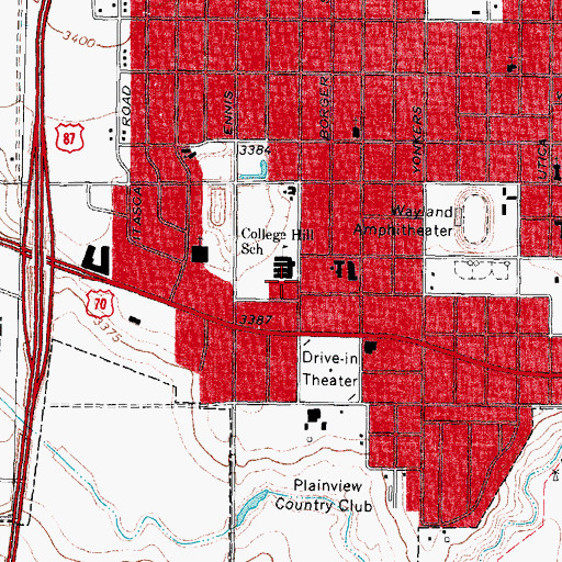 Topographic Map of College Hill Elementary School, TX