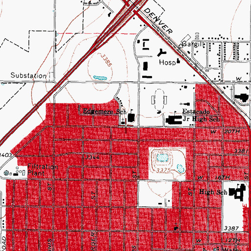 Topographic Map of Edgemere Elementary School, TX