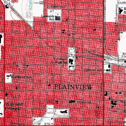 Topographic Map of Houston School, TX