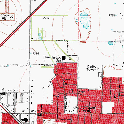 Topographic Map of Thunderbird Elementary School, TX