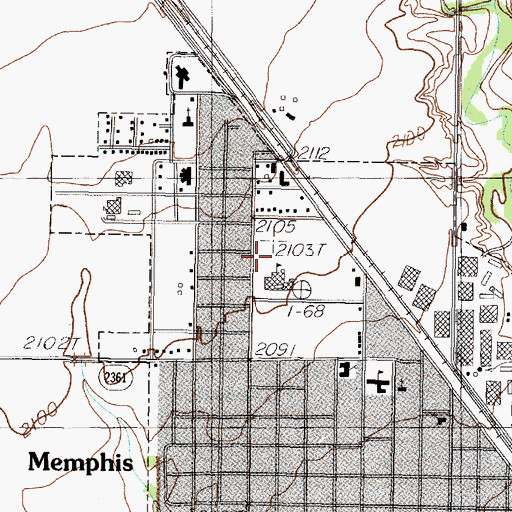 Topographic Map of Memphis Middle School, TX