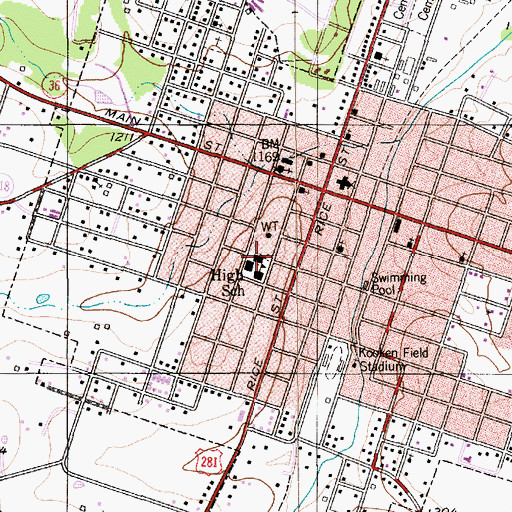 Topographic Map of Hamilton Elementary and Junior High School, TX