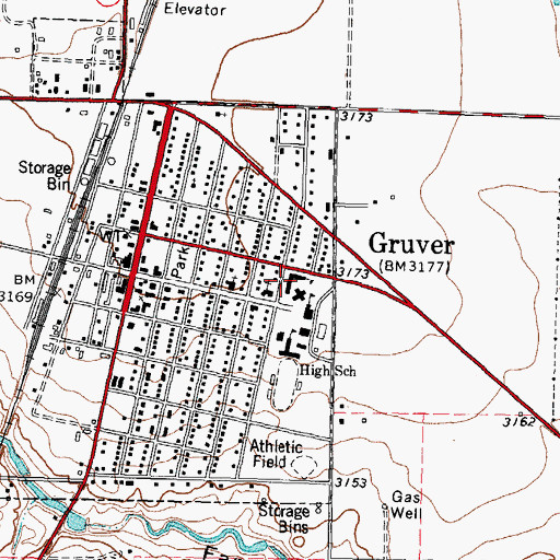 Topographic Map of Gruver Elementary School, TX