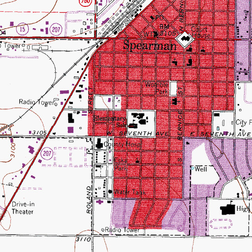 Topographic Map of Gus Birdwell Elementary, TX