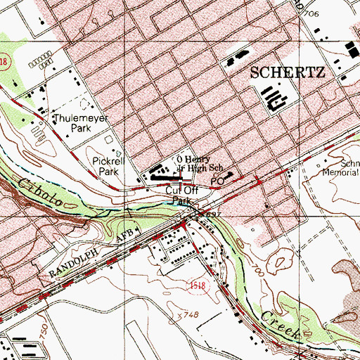 Topographic Map of Ray D Corbett Junior High School, TX