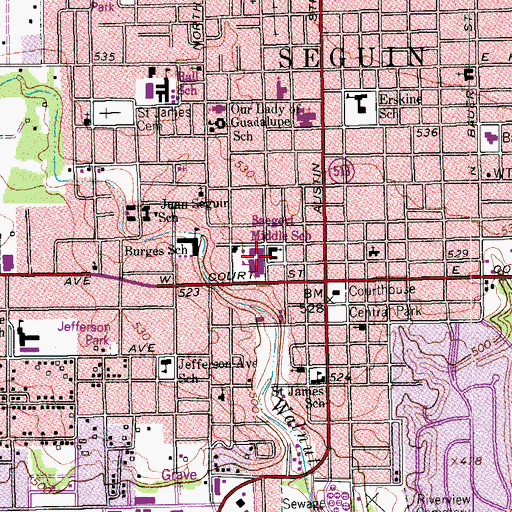 Topographic Map of Saegert Middle School, TX