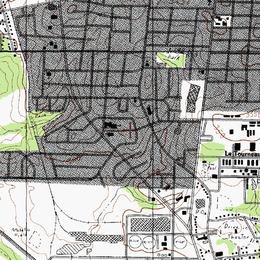Topographic Map of Pinewood Park Elementary School, TX