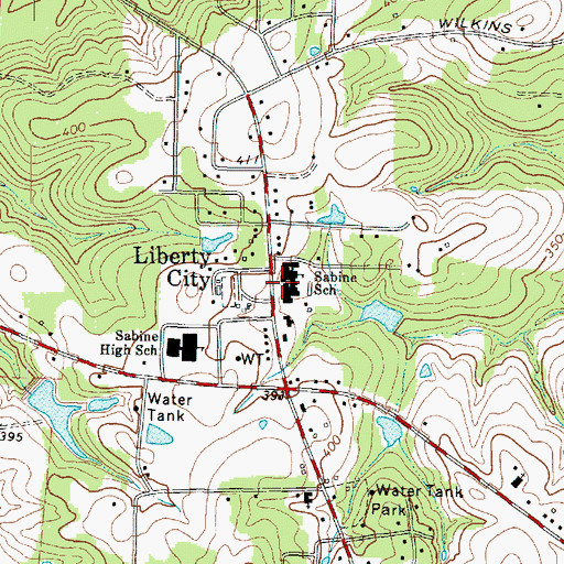Topographic Map of Sabine Elementary School, TX