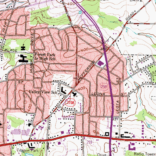 Topographic Map of Valley View Elementary School, TX