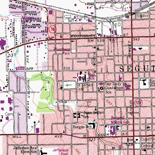 Topographic Map of Ball Elementary School, TX