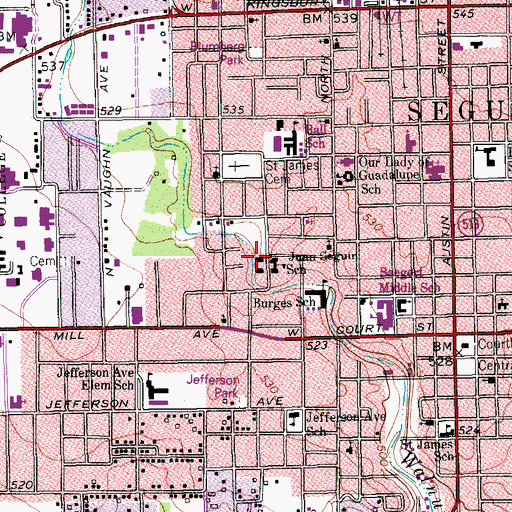 Topographic Map of Juan Seguin Elementary School, TX