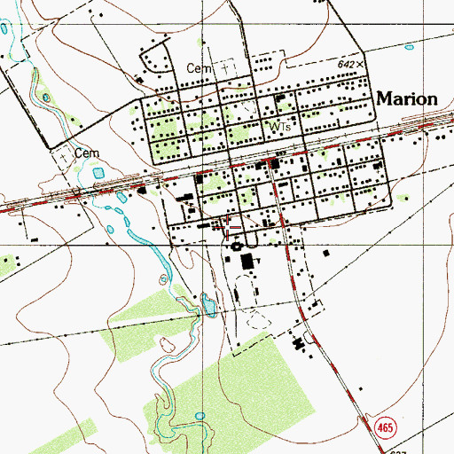 Topographic Map of Marion Middle School, TX