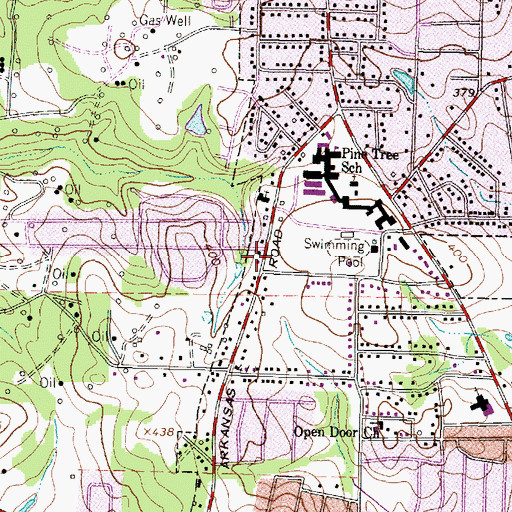 Topographic Map of Pine Tree Elementary School, TX