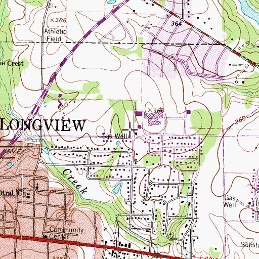Topographic Map of Pine Tree High School, TX