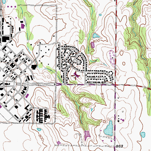 Topographic Map of Perrin Learning Center, TX