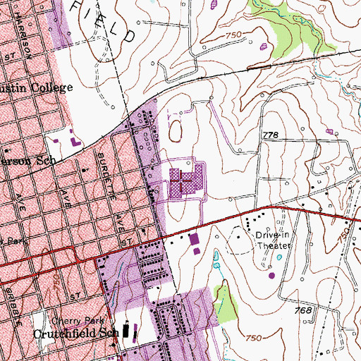 Topographic Map of Sherman High School, TX