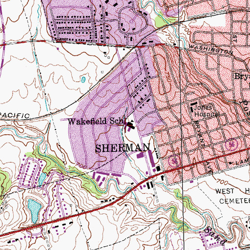 Topographic Map of Wakefield Elementary School, TX
