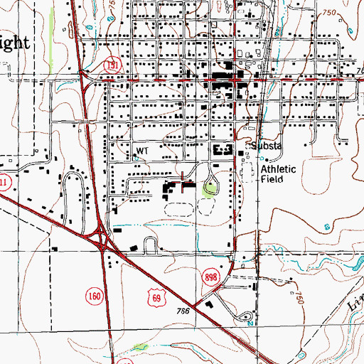 Topographic Map of Whitewright Elementary School, TX