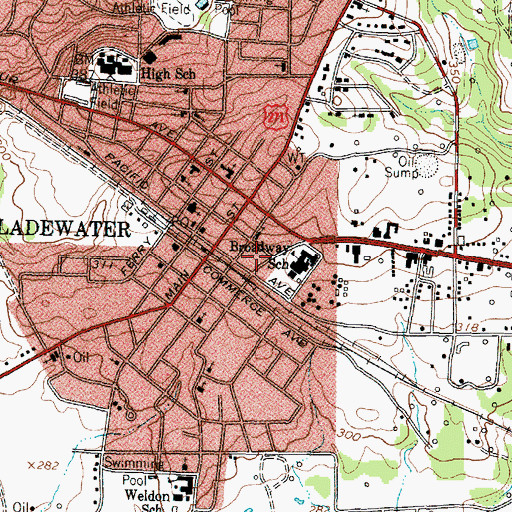 Topographic Map of Broadway Elementary School, TX