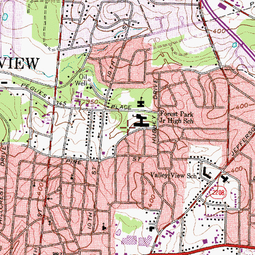 Topographic Map of Forest Park Middle School, TX