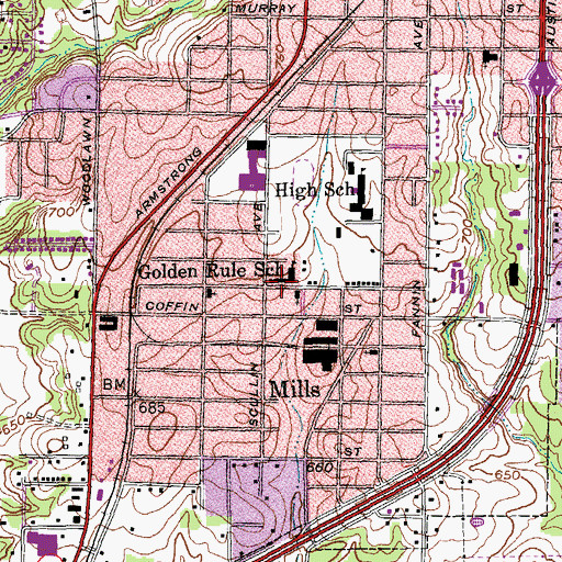 Topographic Map of Golden Rule Elementary School, TX