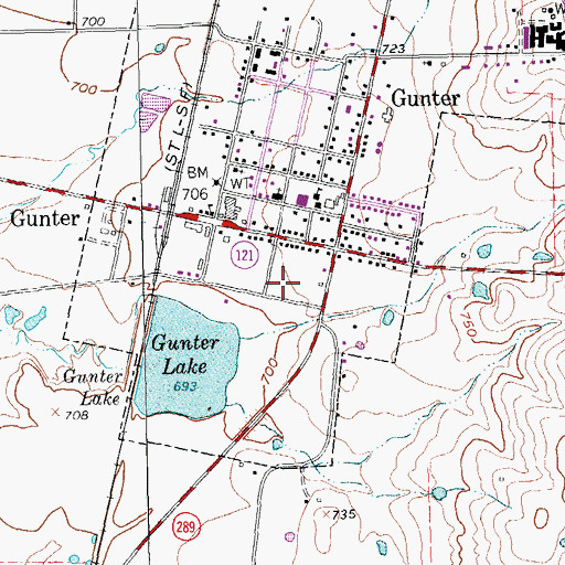 Topographic Map of Gunter Elementary School, TX