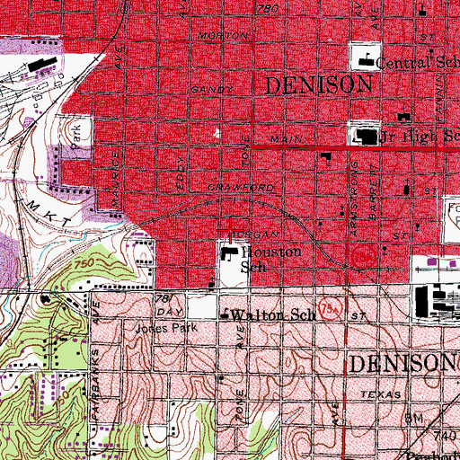 Topographic Map of Houston Elementary School, TX