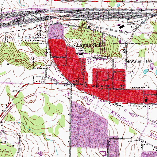 Topographic Map of Layne Elementary School, TX