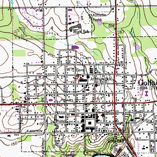 Topographic Map of Goliad Elementary School, TX